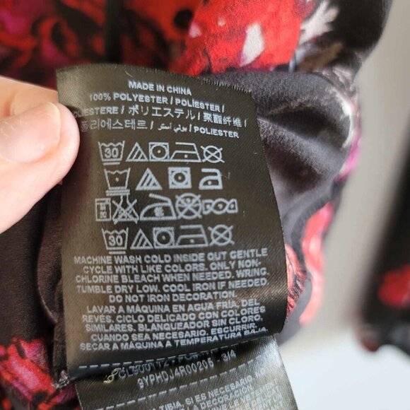 Guess Semi-sheer Black, red and grey floral print blouse. EUC - Picture 9 of 9